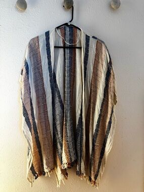 Striped Open-Front Draped Kimono Cardigan - Desert Boho